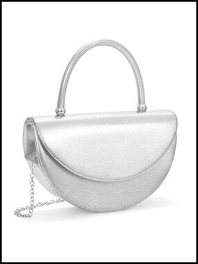 PU Leather Evening Clutch with Detachable Chain Top Handle Formal Wedding Bag